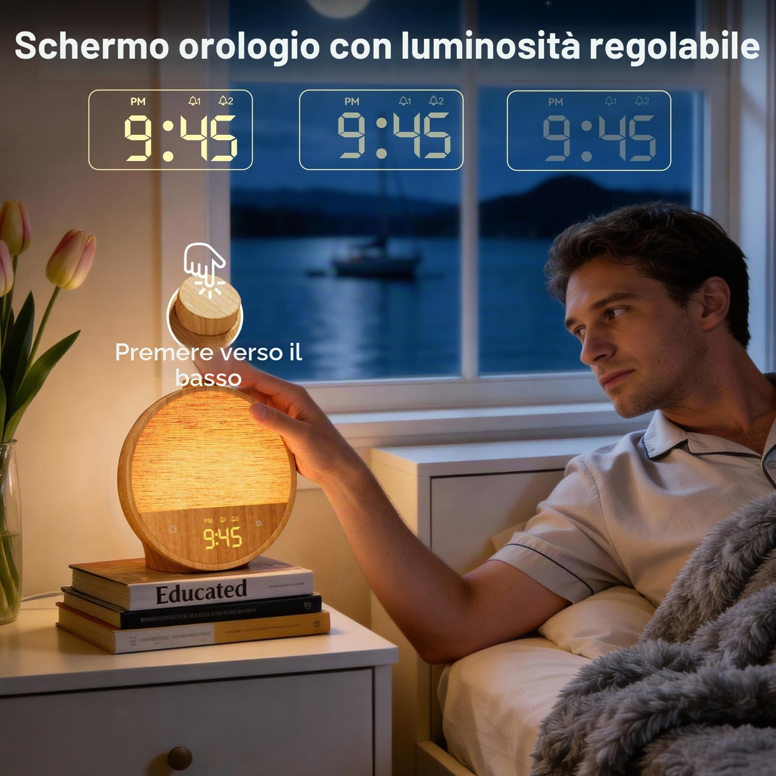 blonbar Sveglia con simulazione dell'alba, lampada da tavolo con luce RGB