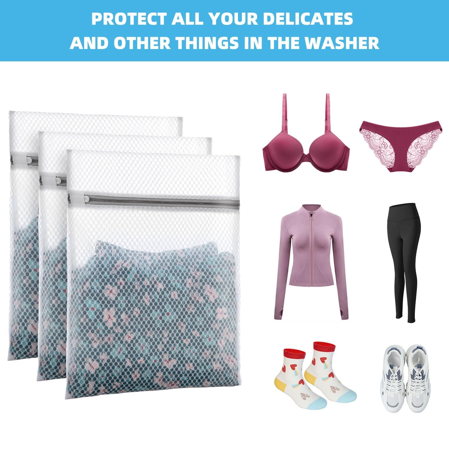Honeycomb Mesh Laundry Bags - Protect Delicates -7 Honeycomb Mesh Laundry Bags - Protect Delicates -7