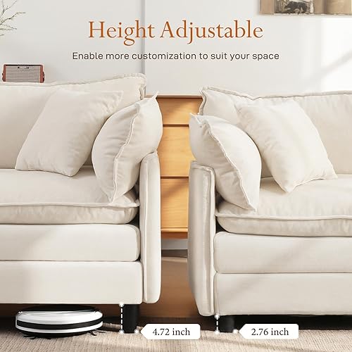 Miniatura 7 de Vesgantti Sofá Seccional Modular de 108", Cómodo Sofá Nube con Otomana Móvil de Chenilla y Asiento Profundo, Sofá Modular en Forma de L, Sofás