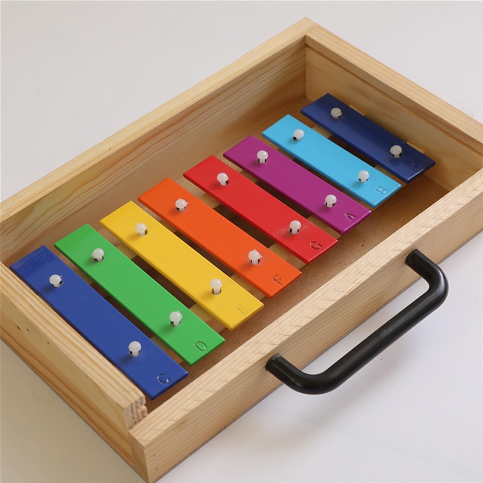 Strumento a percussione per imballaggio in scatola di legno Glockenspiel con piastra in alluminio a 8 toni Glockenspiel Strumento A Percussione