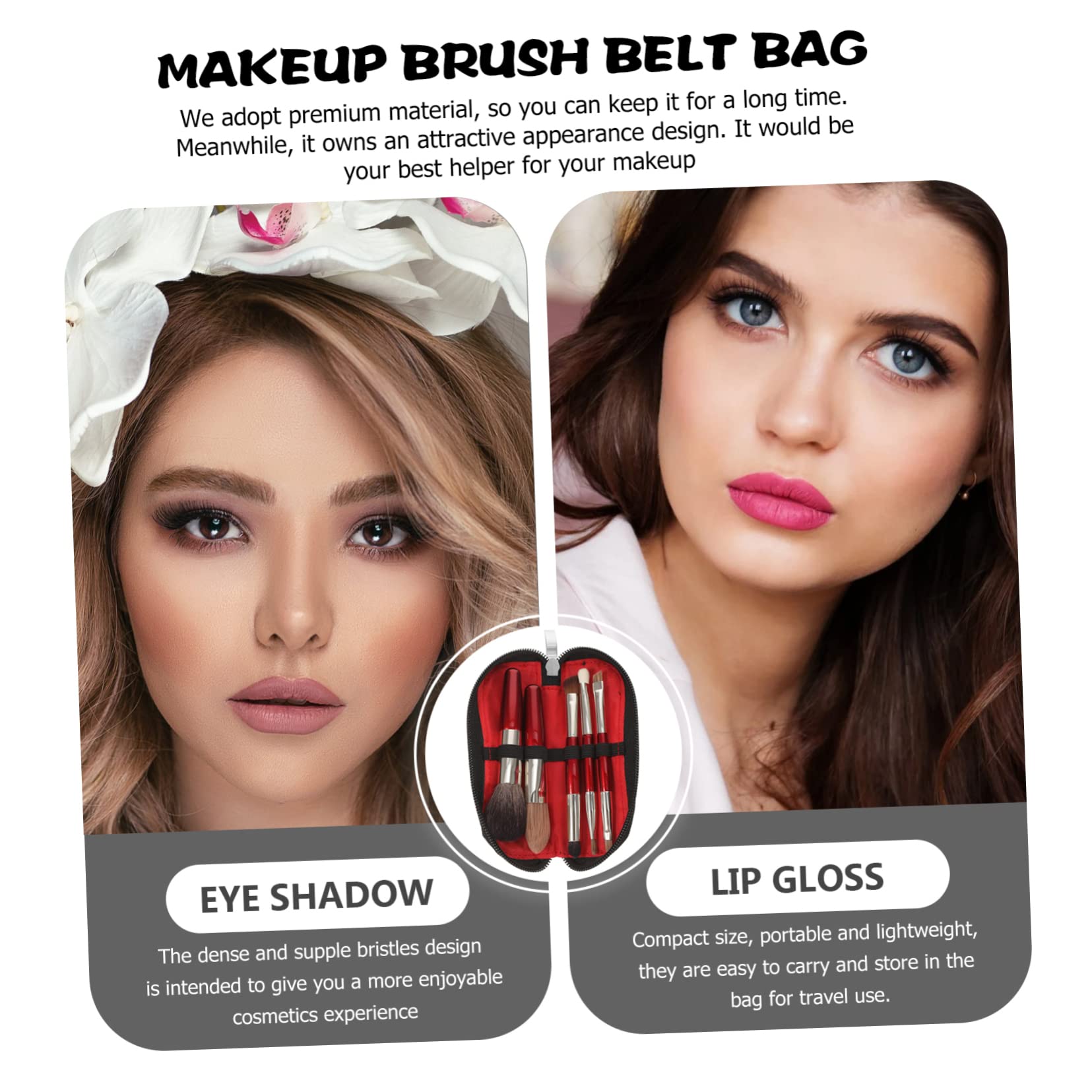 Didiseaon 3 Juegos brocha de maquillaje con bolsa brochas de maquillaje pinceles maquillaje traje de niñas maquillaje maquillaje de viaje pincel de sombra de ojos de niña rubor lana
