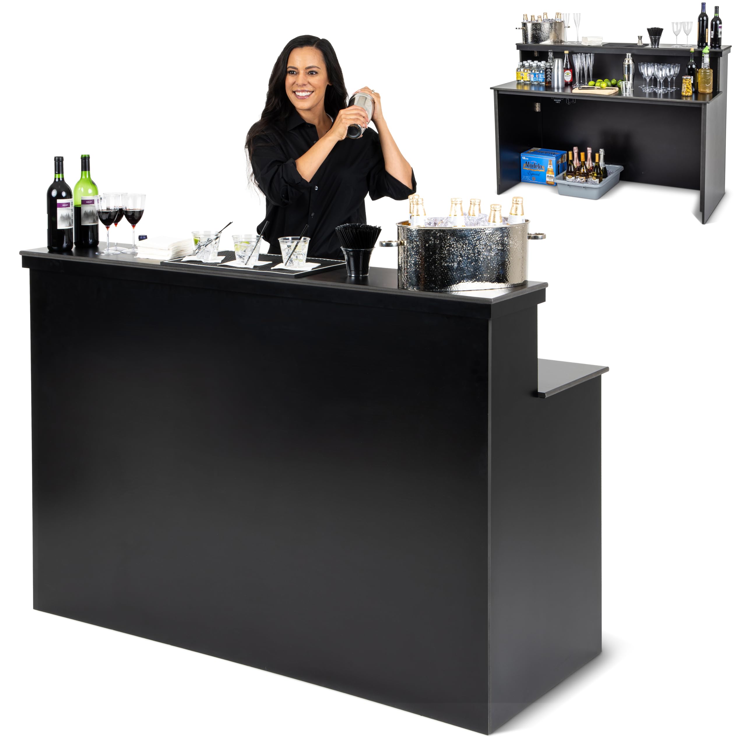 Photo 1 of ***MISSING HARDWARE***GoBar Elite Portable Bar Table for Events - Foldable Commercial Grade Wood - Mobile Bartending Station
