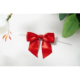 RainbowPana 60 Pack 3 Christmas Twist Tie Bows, Luxury Red Green Gold Satin Ribbon Pretied Bows, Premade Craft Decoration for Package Cake Pop Favors Cookie, Gift Wrapping, St Patricks