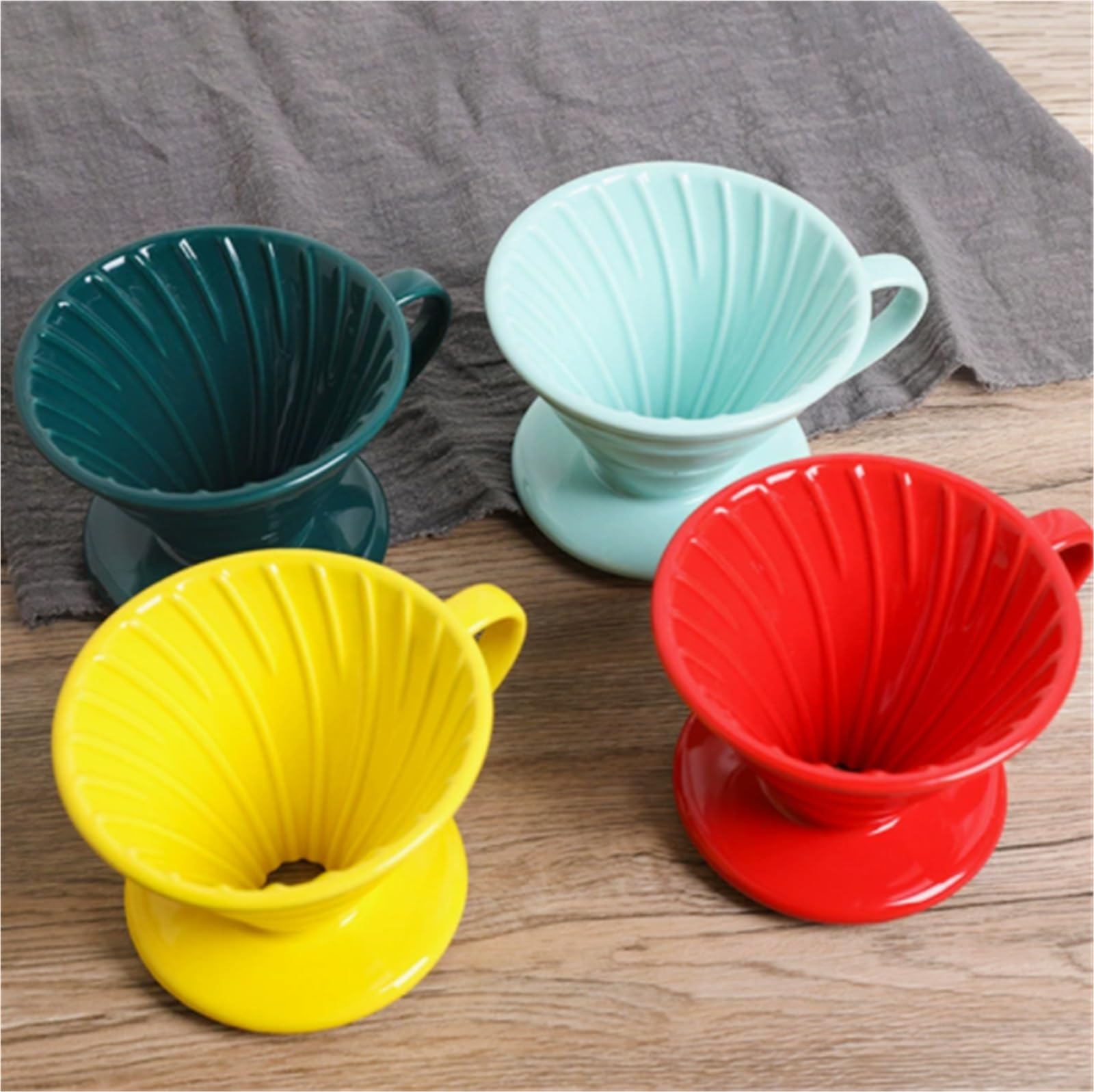 1 soporte for taza de filtro café cerámica | Vierta sobre café expreso, gotero, cestas de café, percolador, tazas reutilizables, accesorios de café(Yellow)