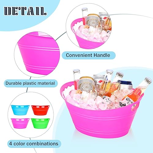 Miniatura 3 de 8 cubos de hielo, cubos de hielo de plástico para fiestas, cubos de bebidas con asas, cubos de bebidas, recipiente de plástico ovalado para botellas