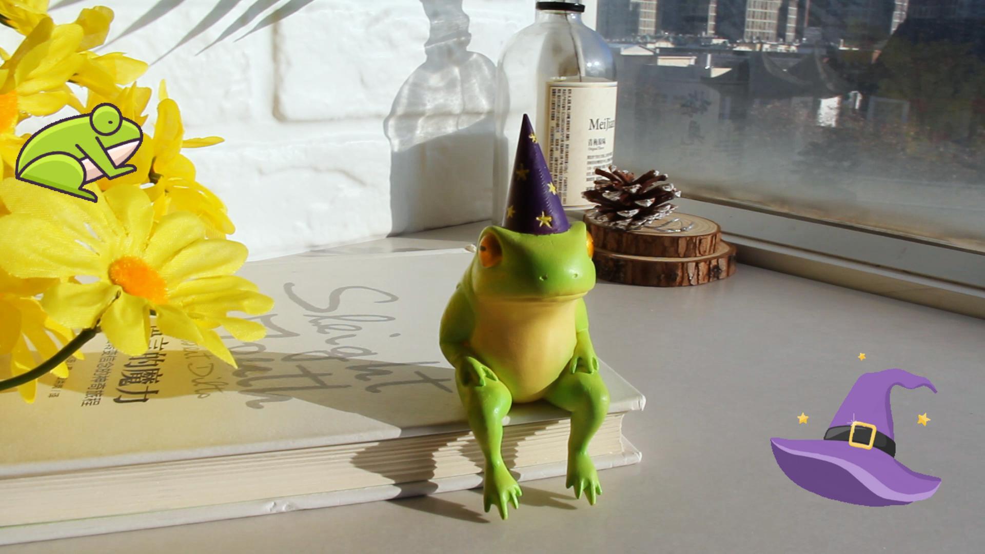 Amazon.com: Poranlem Whimsical Frog Figurine with Wizard Hat