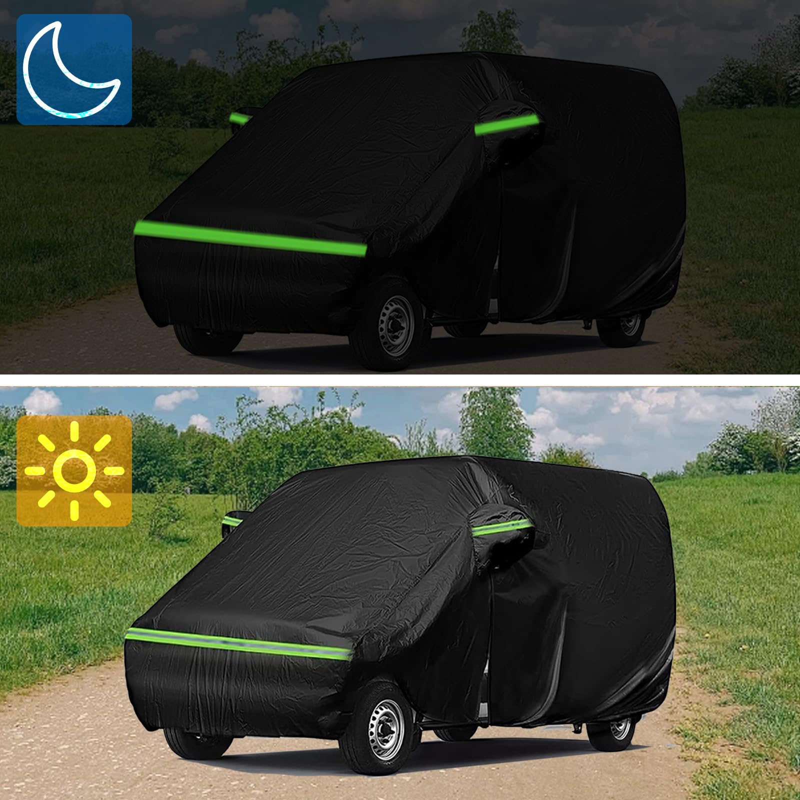 Wasserdicht Wetterfeste UV-Beständige Autoabdeckung Vollgarage für VW Transporter,Vollgarage Autoplane mit Reißverschlusstür,autoabdeckung Ersatz Atmungsaktiv Autoplane Ganzgarage L490(470-490cm)