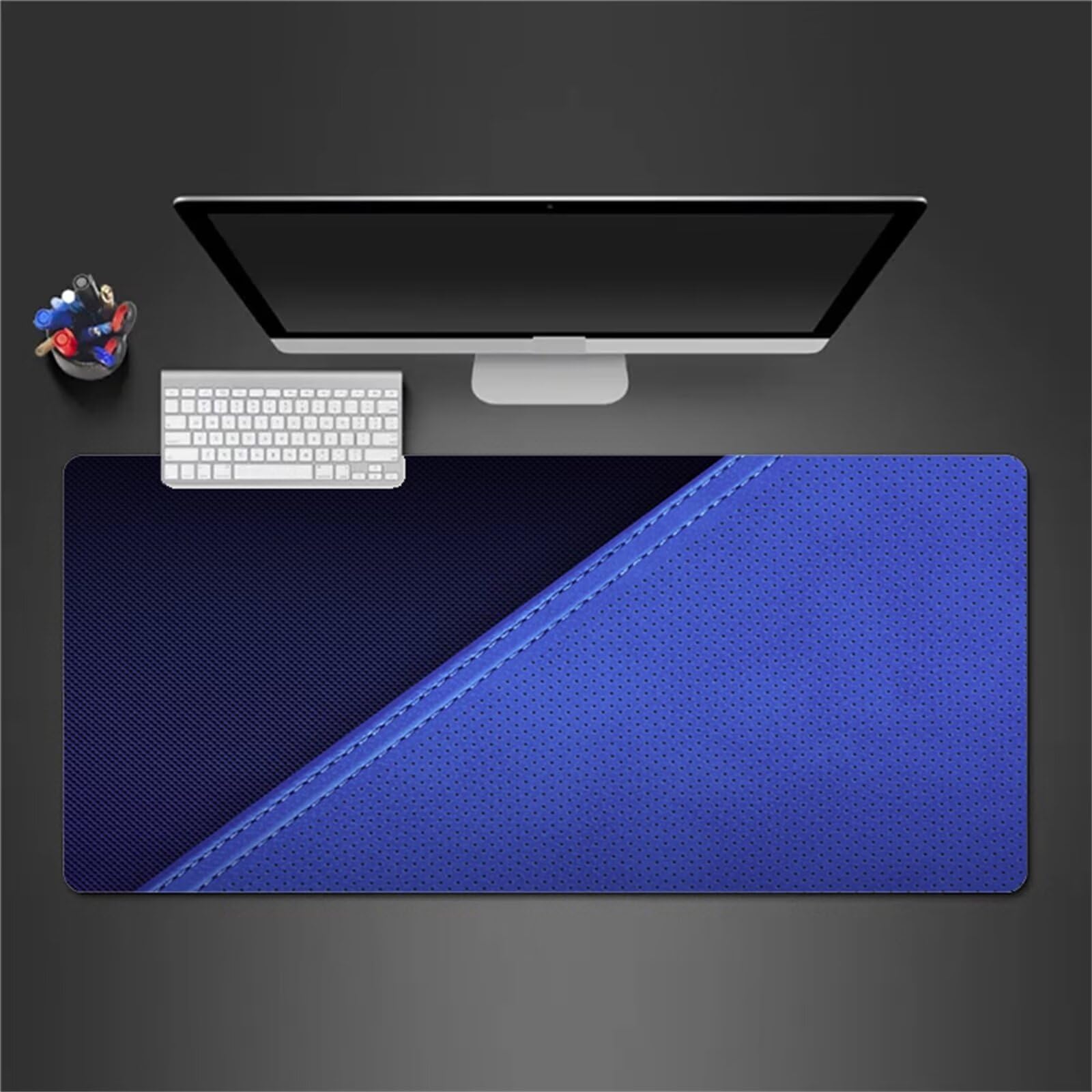 Alfombrilla Raton Gaming XXL 1200x600x3cm Alfombrilla de Ratón Grande Alfombrilla Gaming de Escritorio con Base Antideslizante para Gamers PC y Portátil (Azul Negro)