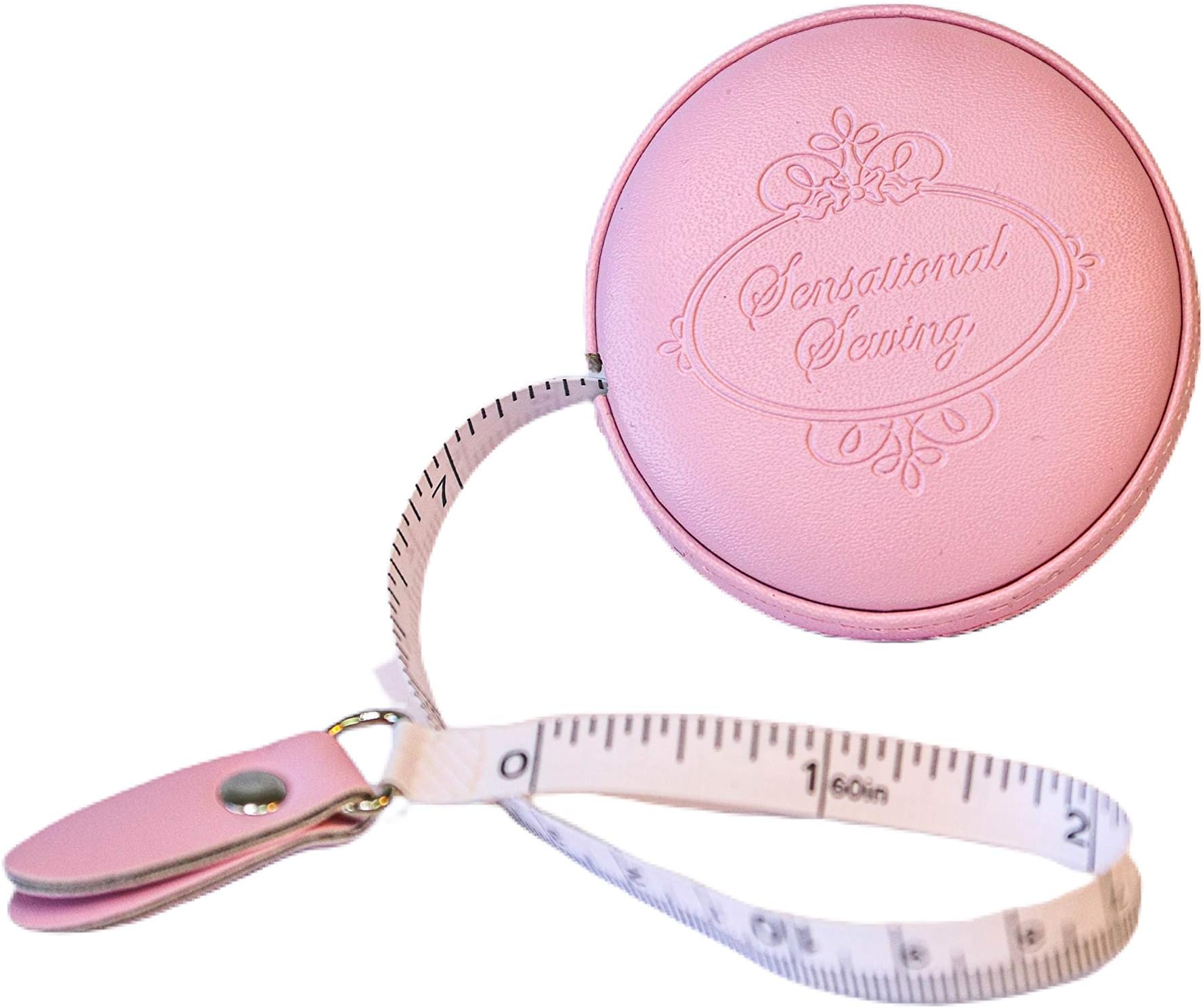 Tape Measure for Sewing. Measuring Tape for Body in a Soft Pink Leatherette Retractable Case. 60 inches/1.5m. This Flexible Tape Measure is Perfect for Measuring Fabric Cloth Quilting and Much More.