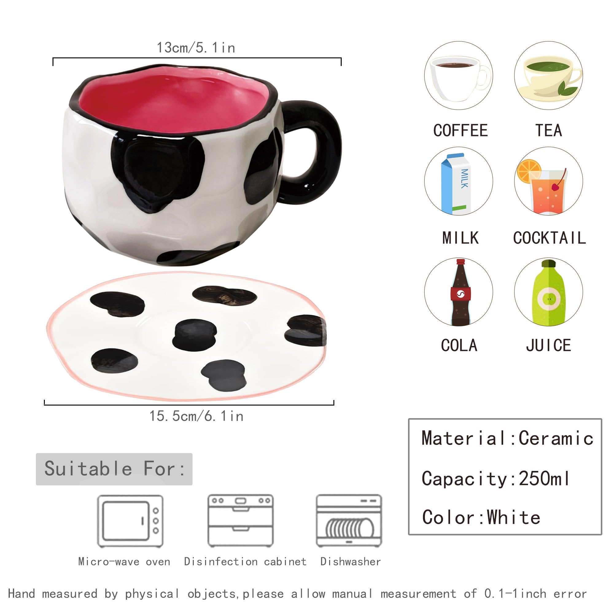 Set De Tasses à Café Fleuries Disoza - 250ML Avec Soucoupes - Cadeau Féminin Élégant