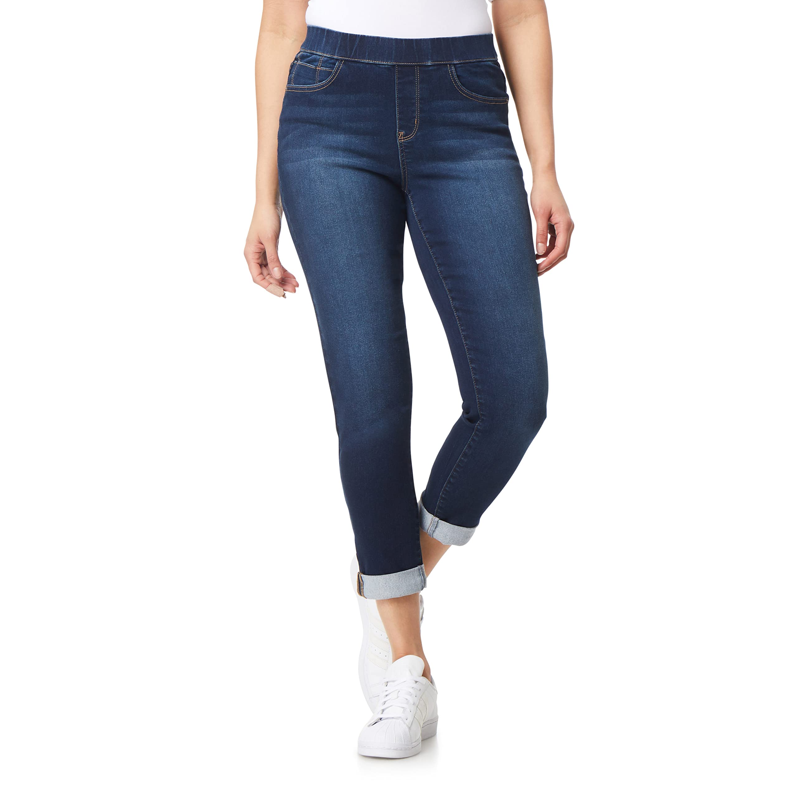 Women's Pull on Denim Crop and Ankle High-Rise Insta Soft Juniors Jeans (Available in Plus Size)