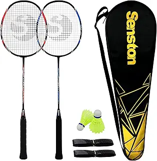 Senston 2本組みバドミントンラケットセットカーボンファイバーバドミントンラケット-1つのキャリングバッグが含まれています
