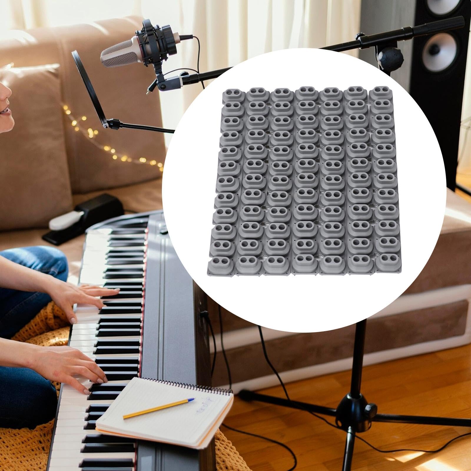 F Fityle 7 pezzi di striscia di contatto in silicone conduttivo per tastiera, accessori per pianoforte elettronico professionale leggero, striscia di contatto