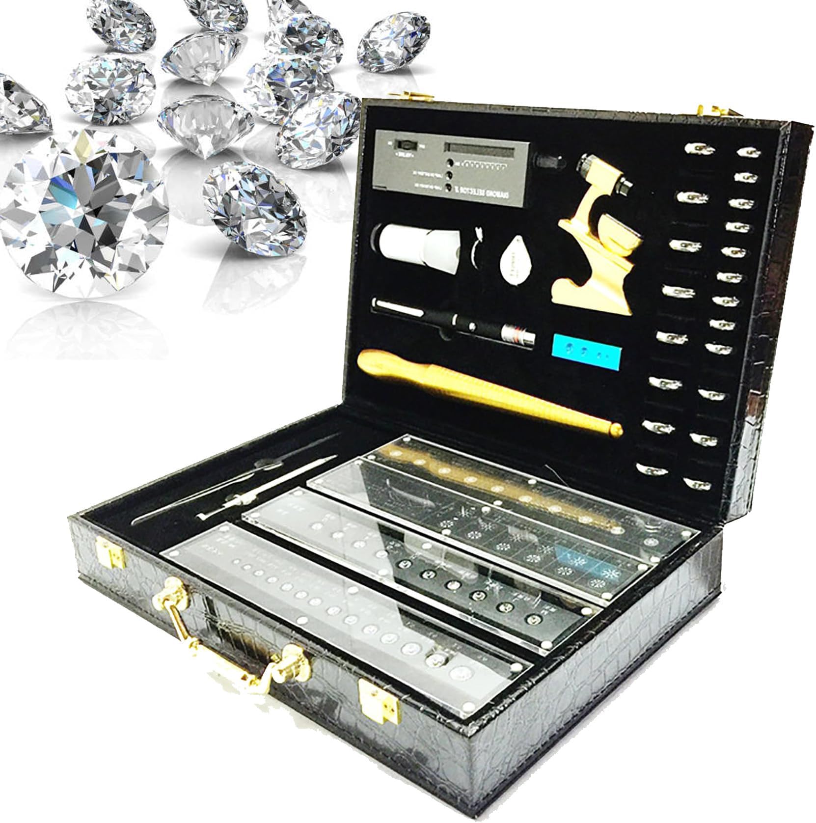 Diamond Testing Box,Diamond Selector with Storage Case, Testing Quickly and Precisely, Color Stone Tools for Identifying, Selecting Various Jewelry
