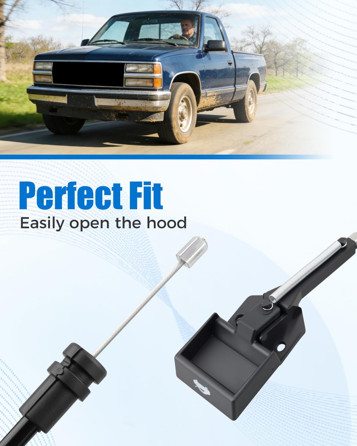 15981137 Hood Release Cable with Handle Fit for Chevrolet/GMC C1500 C2500 C3500 K1500 K2500 K3500 1988-1994, Replacement Part Number 912-183