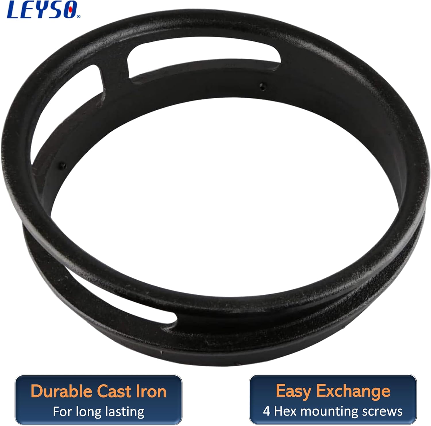 Leyso 13” Diameter 3 Opening Cast Iron Rim to Replace the Worn Out Wok Ring for Chinese Wok Range (13" Cast Iron)