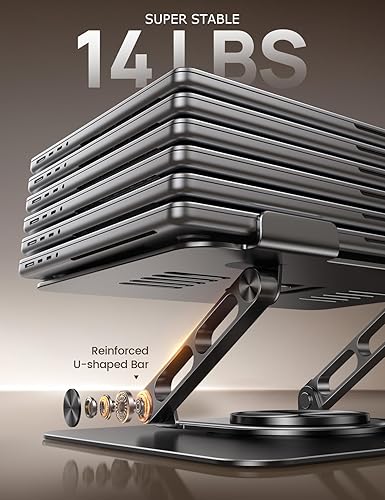 Miniatura 4 de Lamicall Soporte ajustable para computadora portátil para escritorio, base giratoria de 360, soporte ergonómico para computadora, elevador de