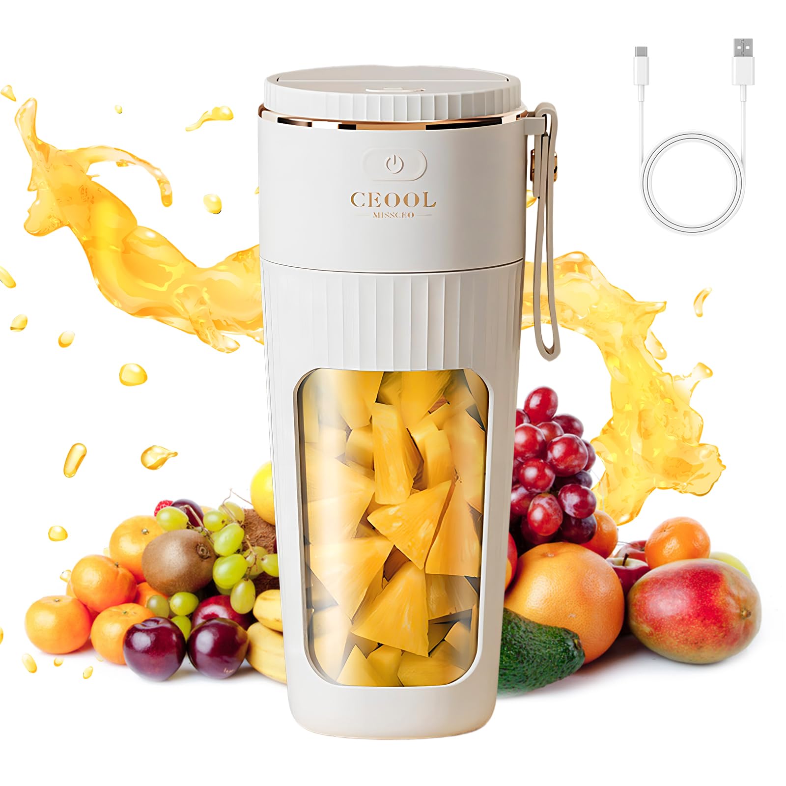 OYLCDI Frullatore Portatile Senza Fili - Smoothie Maker 700ml, 20.000 Giri/min, Batteria 6000mAh, Ricaricabile USB-C, BPA Free