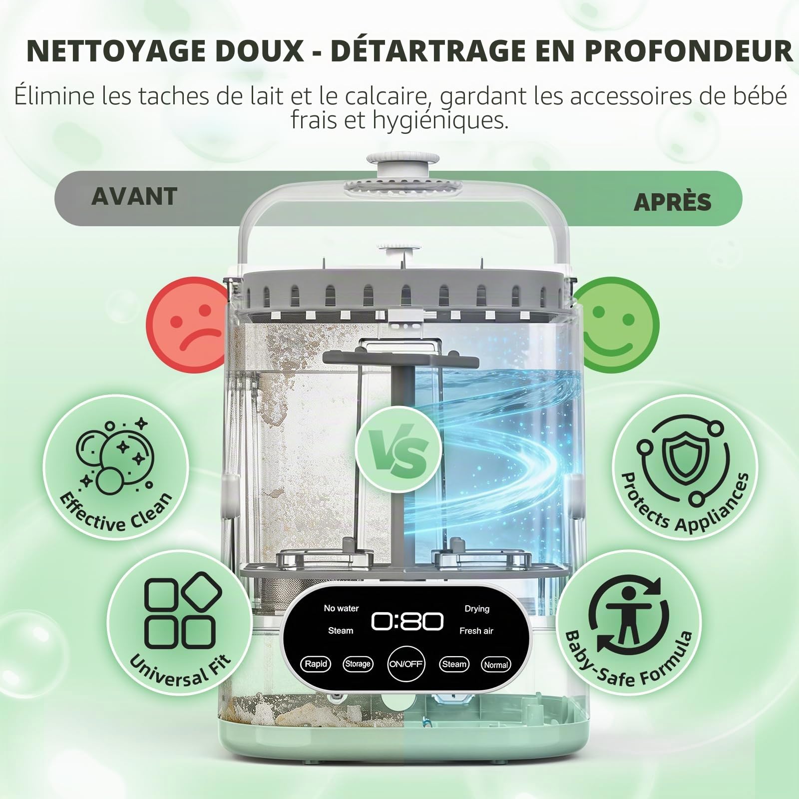 Comprimés de Décalkage pour Lave-Biberons, 36 Pièces – Convient à la Plupart des Modèles de Lave-Biberons – Efficace contre les Dépôts de Lait & la Tartre, Fonctionne avec Laveur, Réchauffeur, Stérili