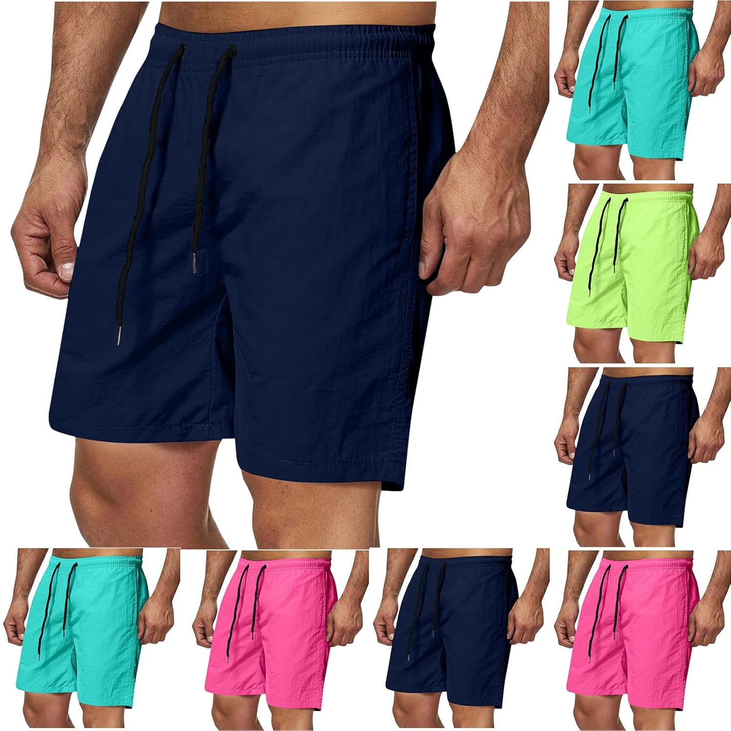 Mens Athletic Running Shorts Quick Dry with Pockets Workout Gym Basketball Hiking Casual Elastic Waist SweatShorts