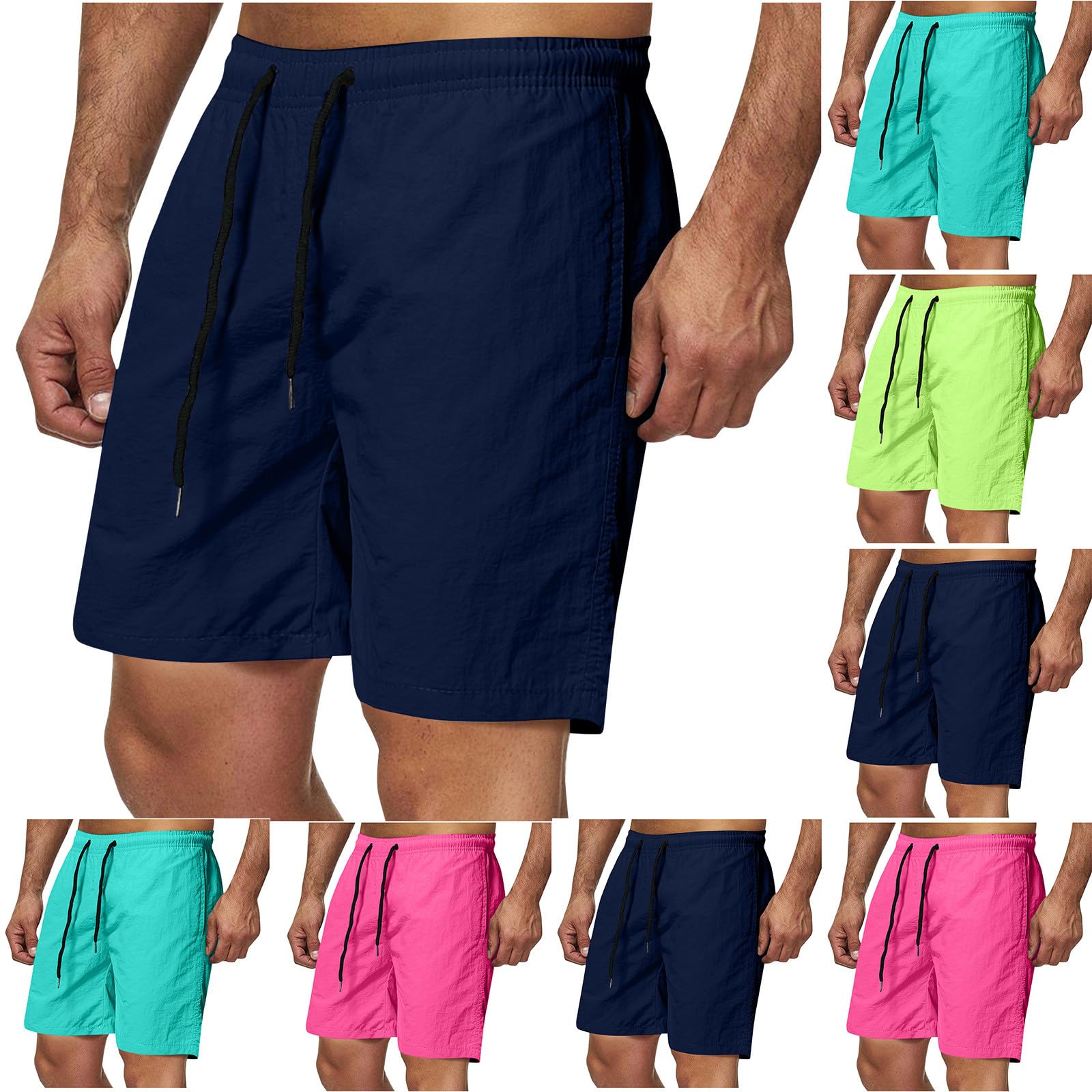 Mens Athletic Running Shorts Quick Dry with Pockets Workout Gym Basketball Hiking Casual Elastic Waist SweatShorts