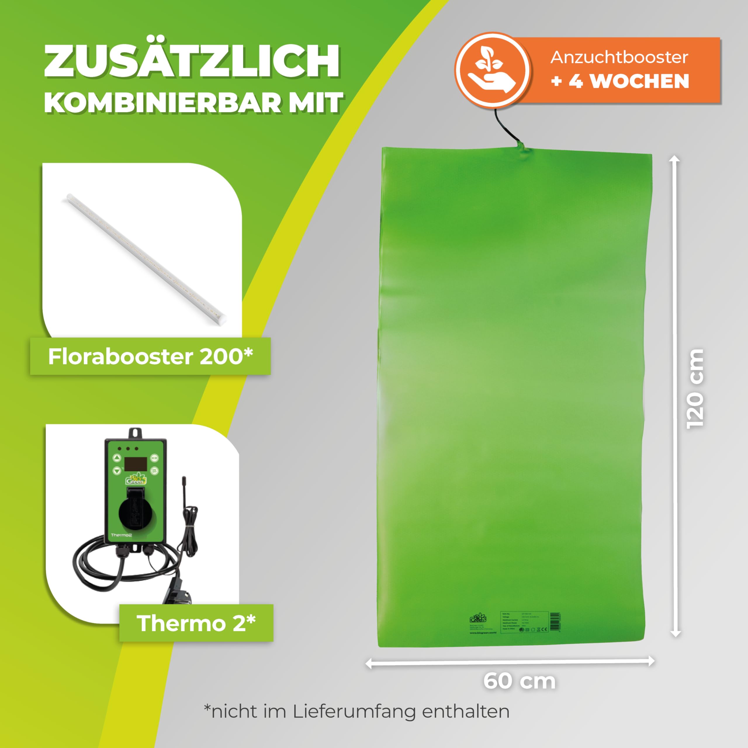 BioGreen mata grzewcza do uprawy roślin, 60 x 120 cm, 140 W, wodoszczelna płyta grzewcza, Turbo do kiełkowania i sadzonek