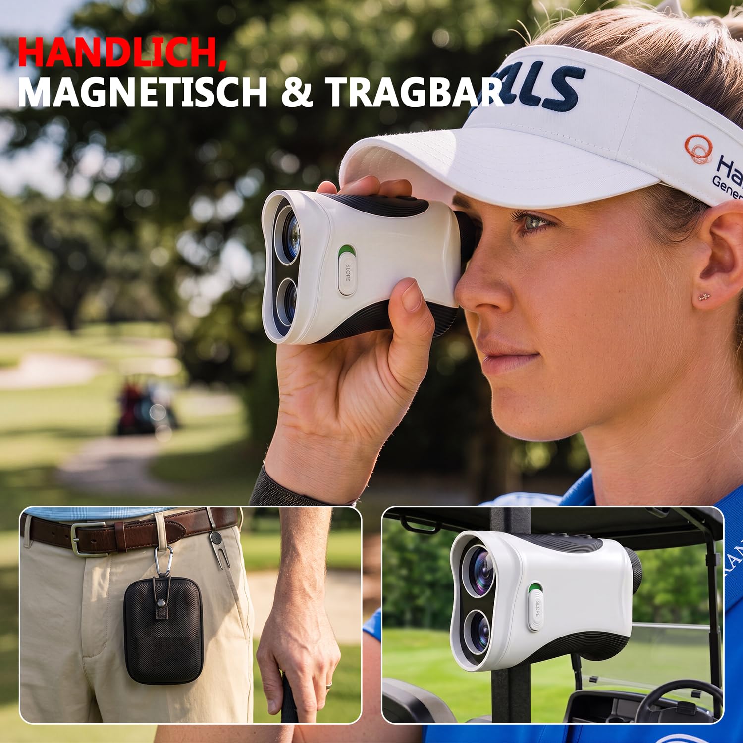 SKYBASIC Laser Golf Entfernungsmesser 1200 Yards, 7X Vergrößerung mit Slope, Flag-Lock, ±1m Genauigkeit, IP54 wasserdicht, magnetisch, USB-C aufladbar, inkl. Tasche, Für Golf & Jagd