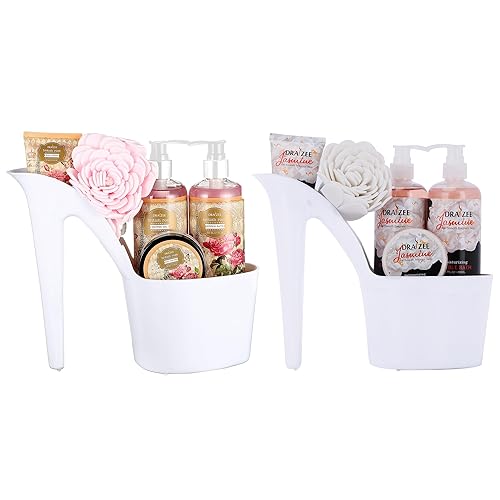 Draizee Cesta de regalo de spa para mujer, juego de 2 cestas de lujo para zapatos de spa, 10 unidades, rosa, jazmín perfumado spa #1 juego de regalo