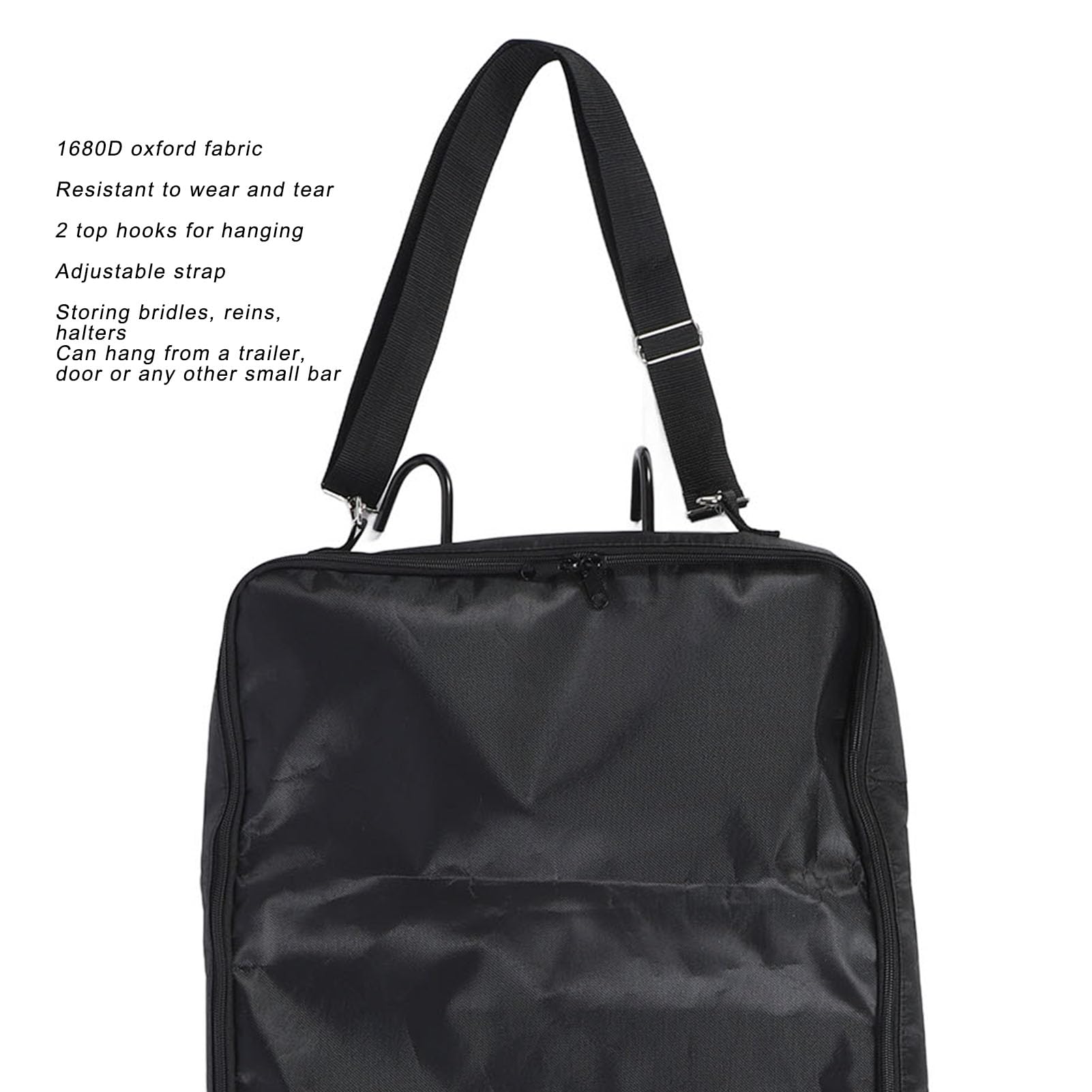 GOTOTOP Space Saving Portable Bridle Halter Bag, 1680D Oxford Fabric, with 2 top Hooks for Hanging, for Horse tack, Multifunctional Horse Harness Bag