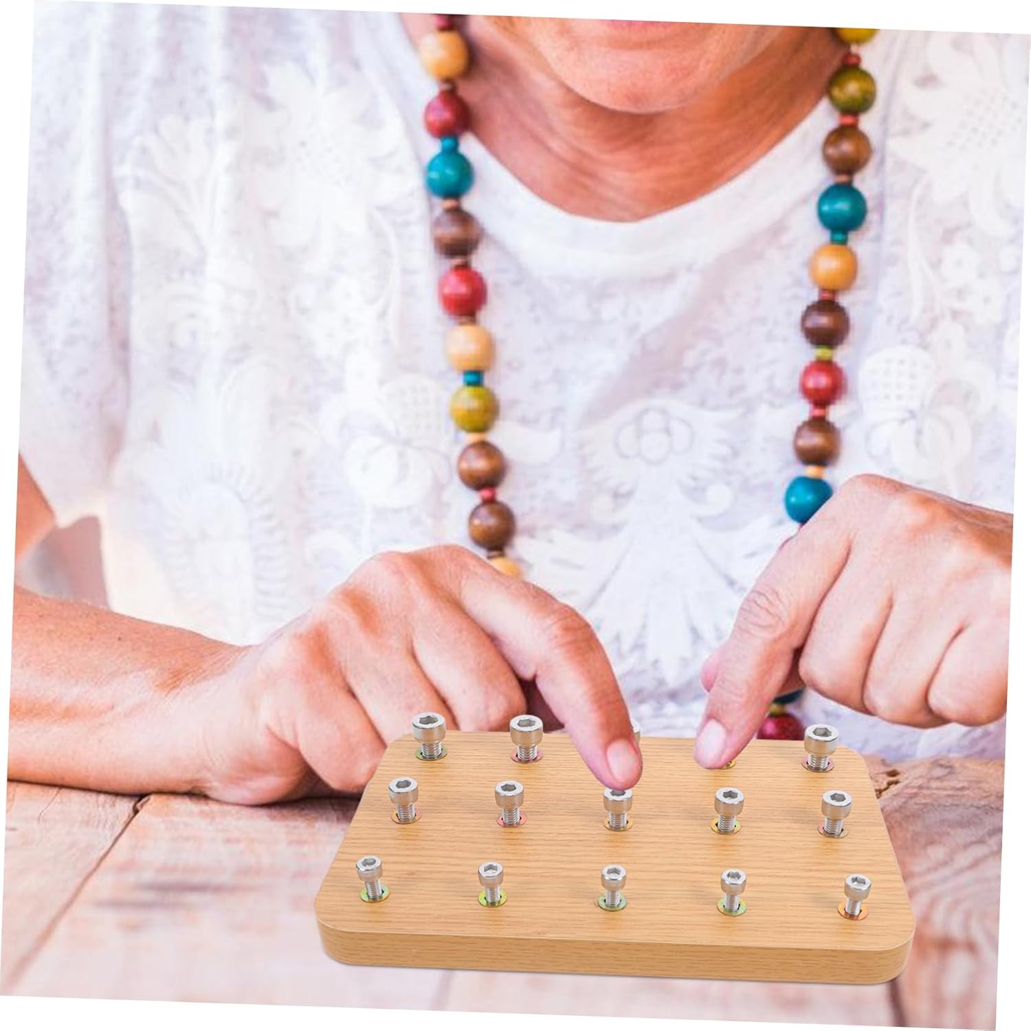 Rehabilitation Training Board with Wooden Nuts and Bolts for Hand Eye Coordination and Finger Exercise Therapy Occupational Hand Rehabilitation Tool 9.44X6.10X0.70 Inches