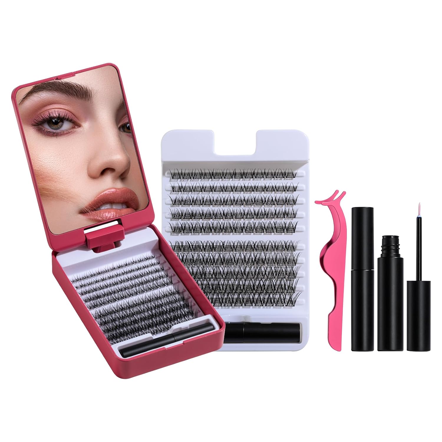 BS-MALL Lash Clusters Kit – Individual Fake Eyelashes Clusters Kit Ultra-Thin Invisible Lash Band Reusable,4 Day Long-Lasting Adhesive Includes 5X Magnifying Mirror and Application Kit (Style 02) BS-MALL Lash Clusters Kit – Individual Fake Eyelashes Clusters Kit Ultra-Thin Invisible Lash Band Reusable,4 Day Long-Lasting Adhesive Includes 5X Magnifying Mirror and Application Kit (Style 02)