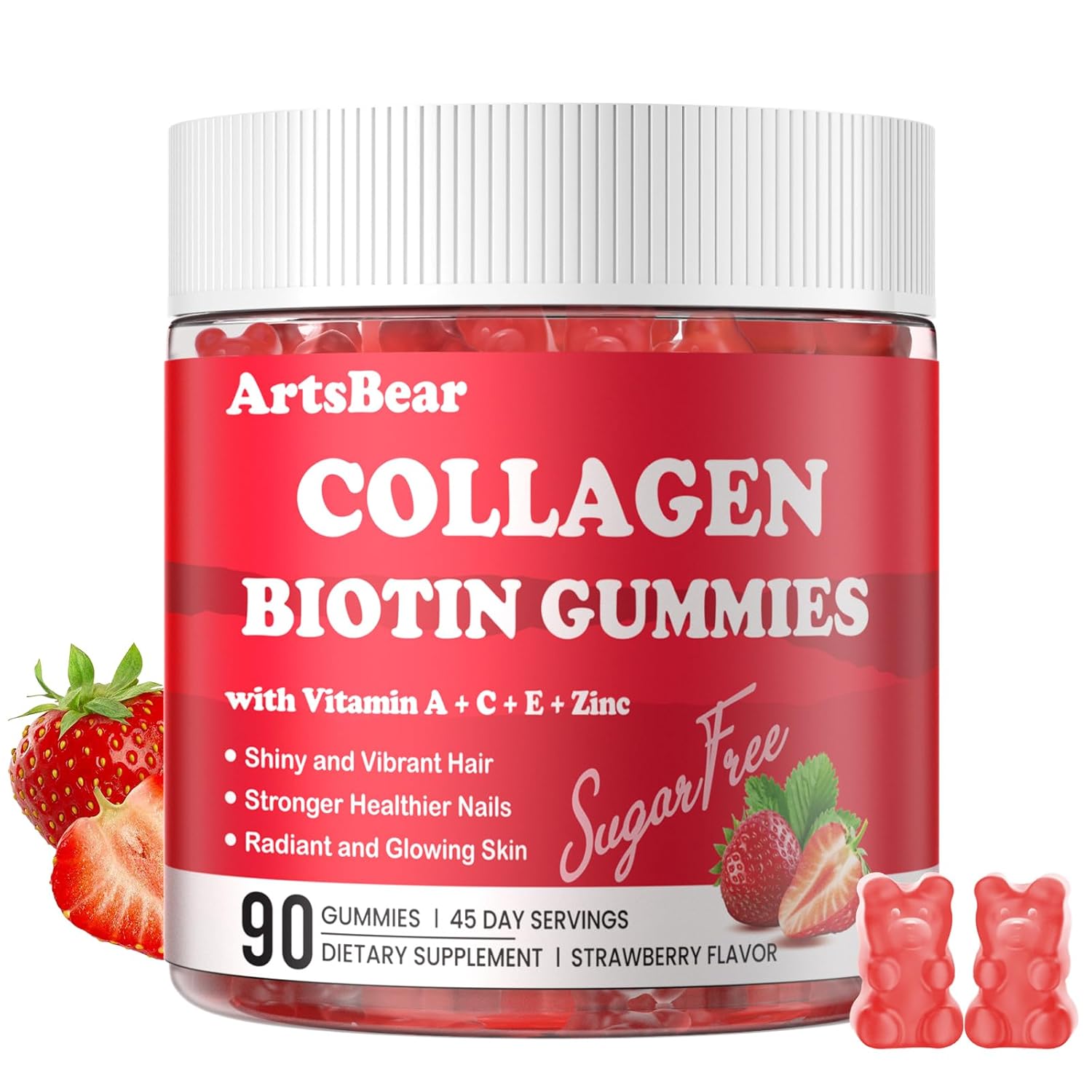 Collagen Gummies with Vitamins C A E Zinc and Biotin Hydrolyzed Collagen Peptide Supplement for Hair Skin and
