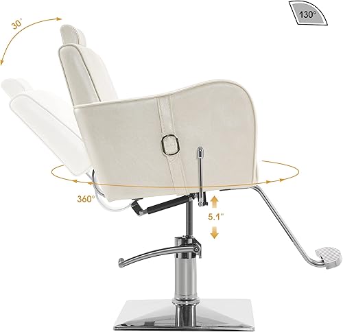 Miniatura 7 de BarberPub Silla de peluquero hidráulica reclinable de cuero clásico antiguo para peluquería Spa Salon Styling Equipo de belleza 3124 (champán)