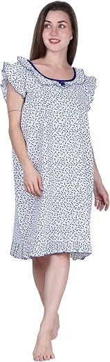 TAAUSHA Women's Latest Western Ladies Short Night Gown Nighty for Women Cotton Sleep Wear Night Dress