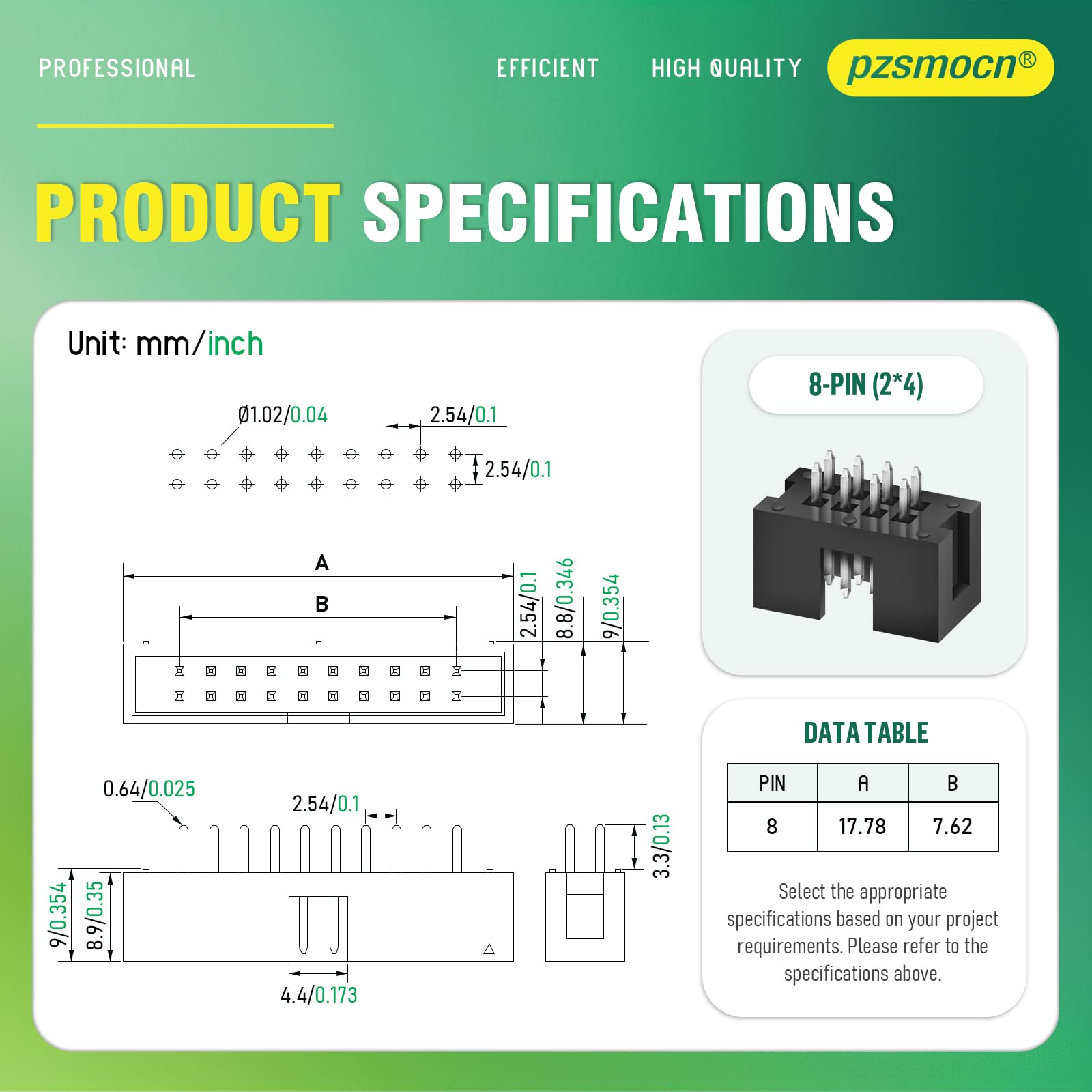 20 sztuk IDC 2 x 4 dwurzędowe 8-biegunowe złącze wtykowe męskie zaciski tulejowe 2,54 mm wymiar rastrowy, JTAG ISP 8-biegunowy prosty adapter zaciski gniazda do projektów elektronicznych PCB.