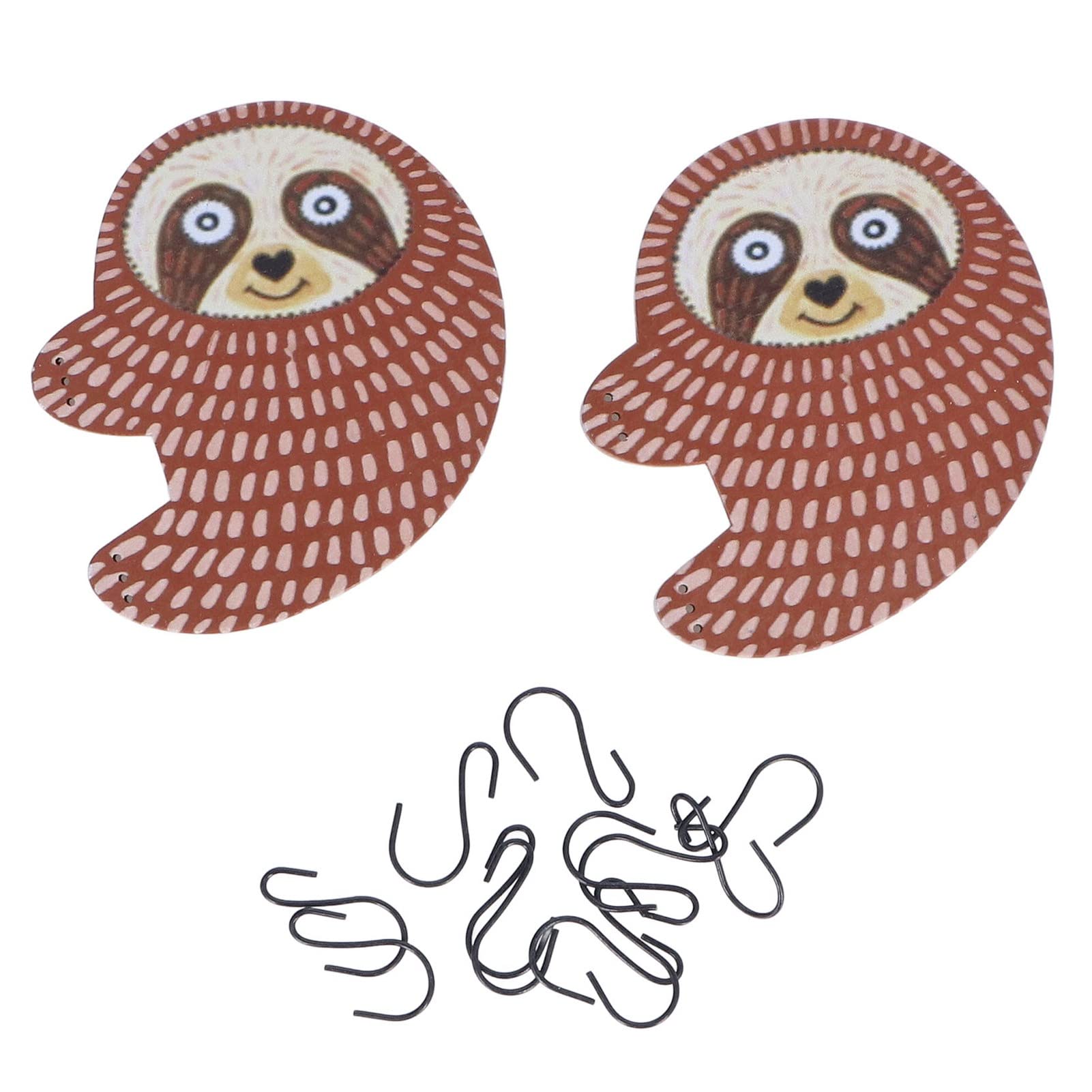 Wooden Sloth Pendant, Cartoon Cute Flower Branch Trees Plant Decoration Pendant Ornament 9x7.8cm