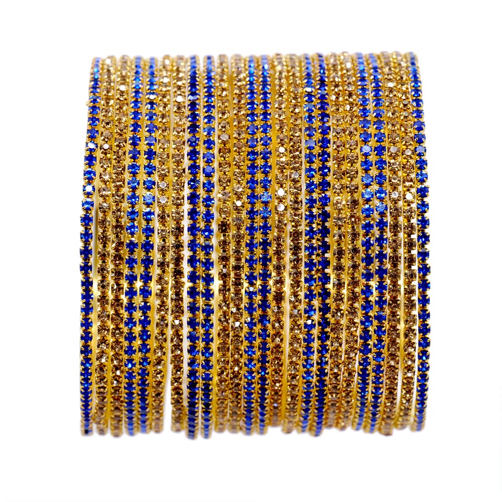 NMII Non-Precious Metal Base Metal with Zircon Gemstone Studded worked Glossy Finished Bangle Set For Women and Girls, (Gold-Blue_2.2 Inches), Pack Of 24 Bangle Set (B0B6PF9748) Amazon Price History, Amazon Price Tracker