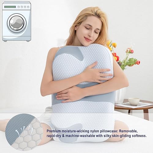 Miniatura 7 de Almohadas cervicales para el cuello para aliviar el dolor, almohadas ortopédicas suaves de espuma viscoelástica, almohada de apoyo de cuello de