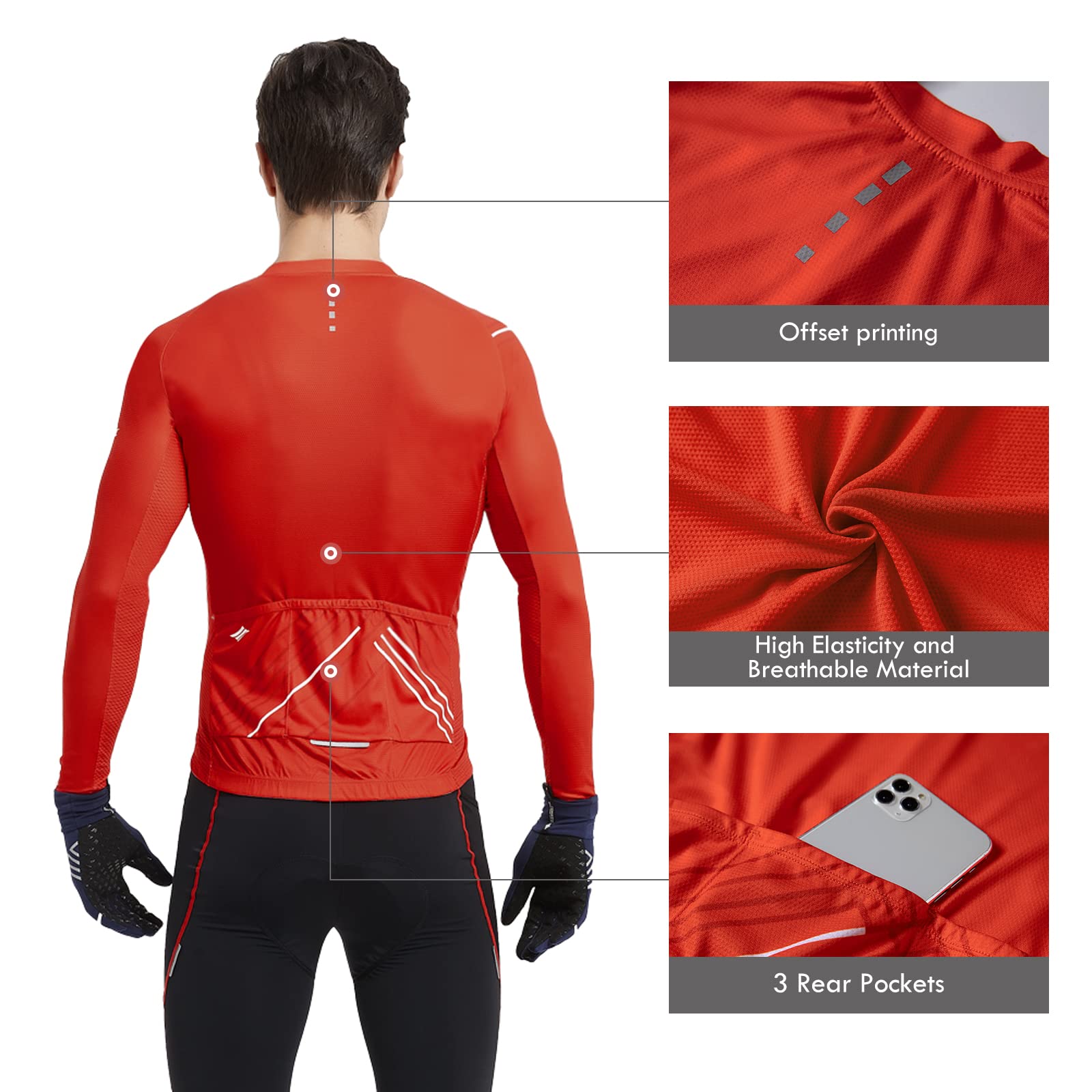 Santic Magliette Ciclismo Uomo Lunghe Maglia Ciclismo Maniche Abbigliamento Mountain Bike Maglia