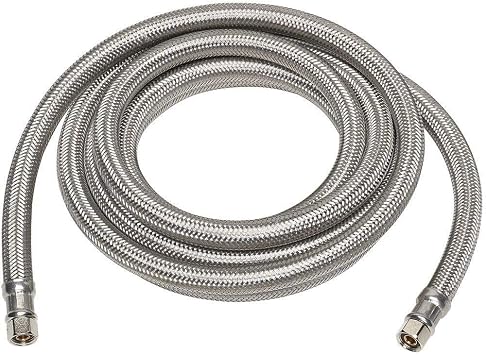 Braided Stainless Steel Ice Maker Water Supply Hose - 6 Ft - Universal 1/4" Connectors from Kelaro