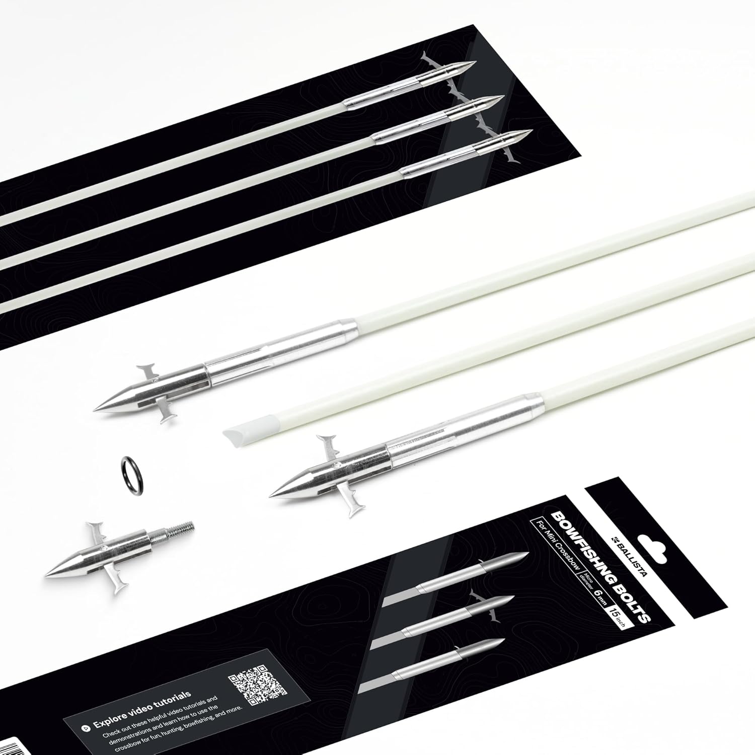 Ballista Mini Crossbows Bowfishing Arrows 15" Length, 6mm Micro-Diameter (Pack of 3)