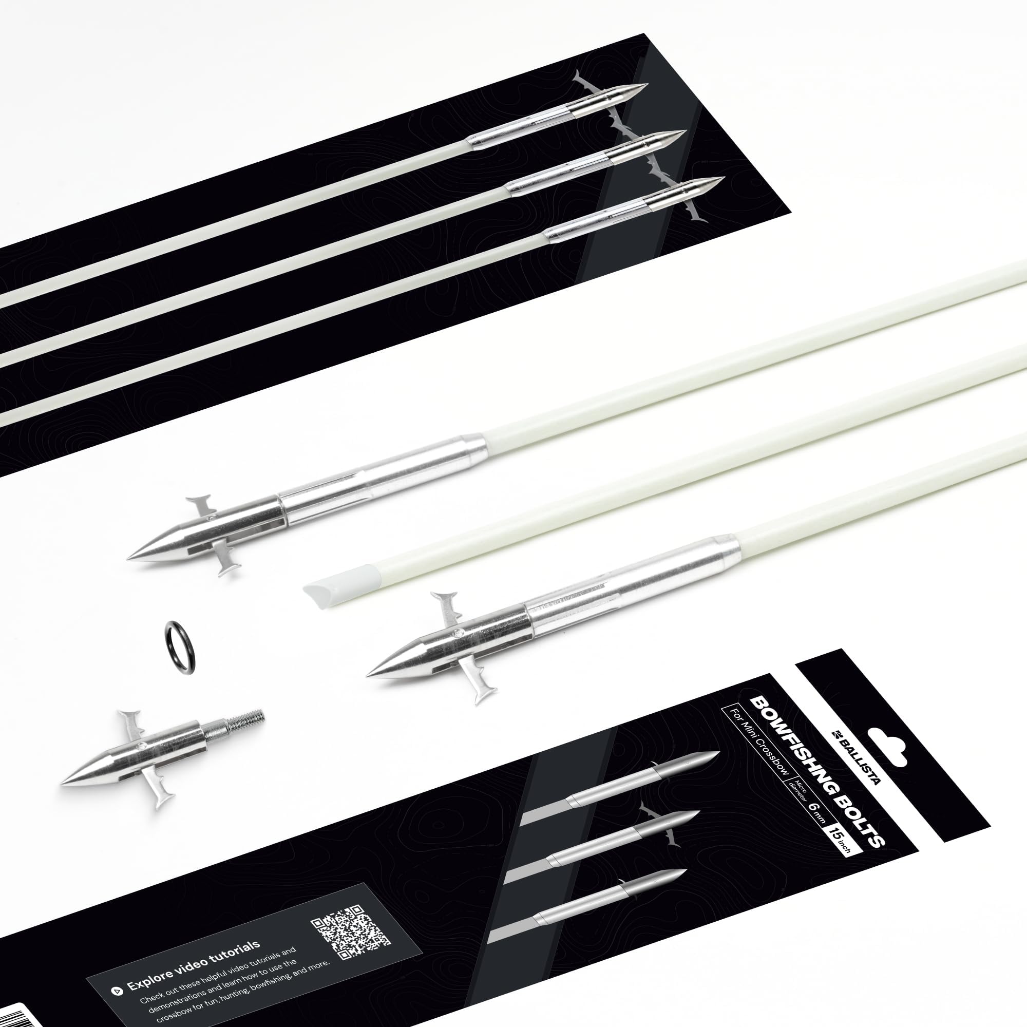 Ballista Mini Crossbows Bowfishing Arrows 15" Length, 6mm Micro-Diameter (Pack of 3)