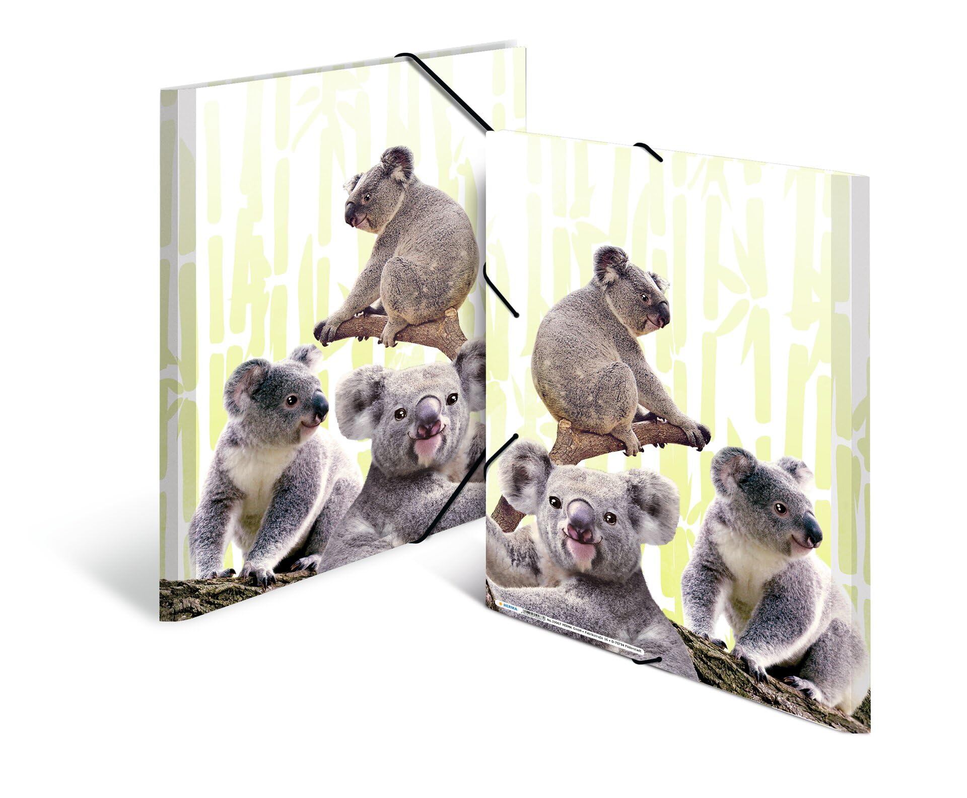 HERMA Collector's Folders A3 Koala Set of 3 Children's Plastic Corner Folder with Animal Motif, Elastic Band - Image 4