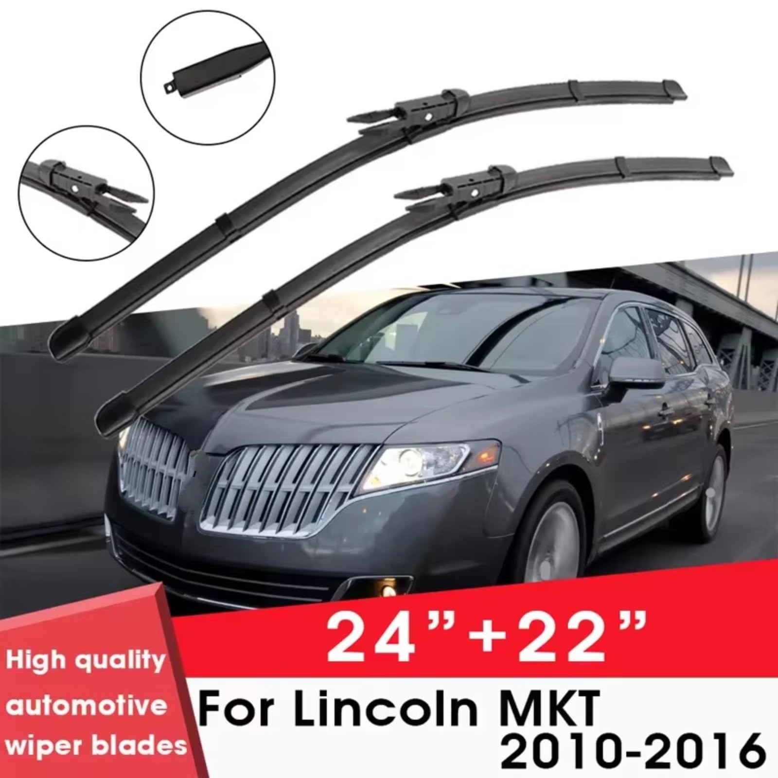 Escobillas Silen Compatible Con Lincoln MKT 2010 2011 2012 2013 2014 2015 2016 24 "+22" Accesorios El Automóvil Escobillas Limpiaparabrisas Ventana Parabrisas Escobillas Limpiaparabrisas