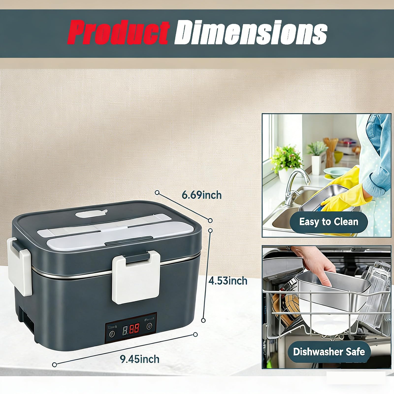 Scaldavivande elettrico, 1,5 l, a riscaldamento rapido, con set da tavola e borsa termica, per ufficio, scuola e uso in movimento, facile da pulire