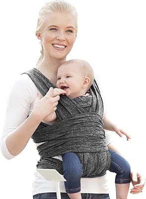 Boppy Baby Carrier - ComfyFit, Heathered Gray, Hybrid Wrap, 3 Carrying Positions, 0m+ 8-35lbs, Soft Yoga-Inspired Fabric w...