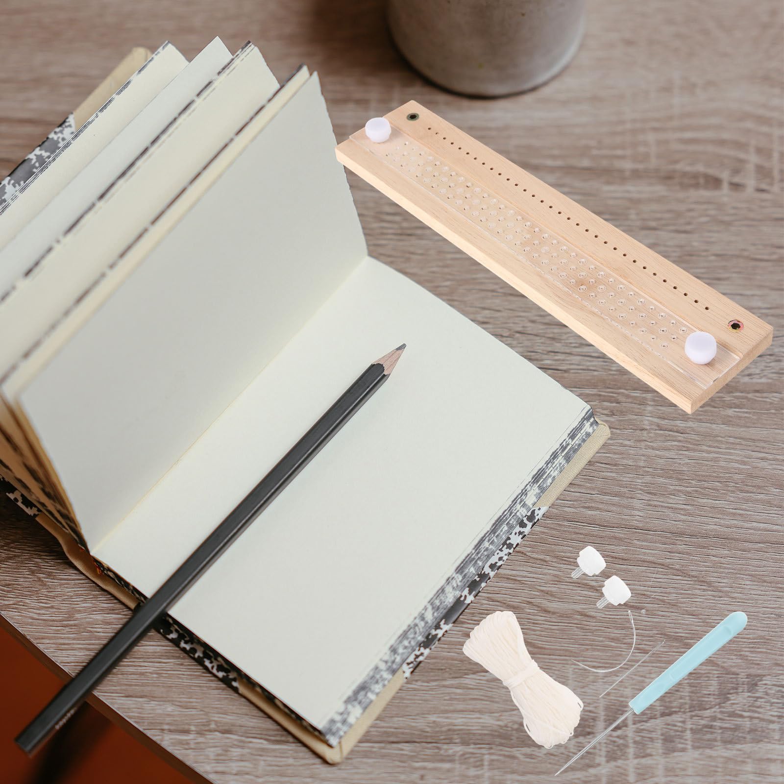 FOMIYES Kit per Rilegatura Manuale Foratura e Cucitura, Strumento Regolabile e Antiscivolo per Riparazione Libri e Quaderni, per Progetti DIY e Attività Personali
