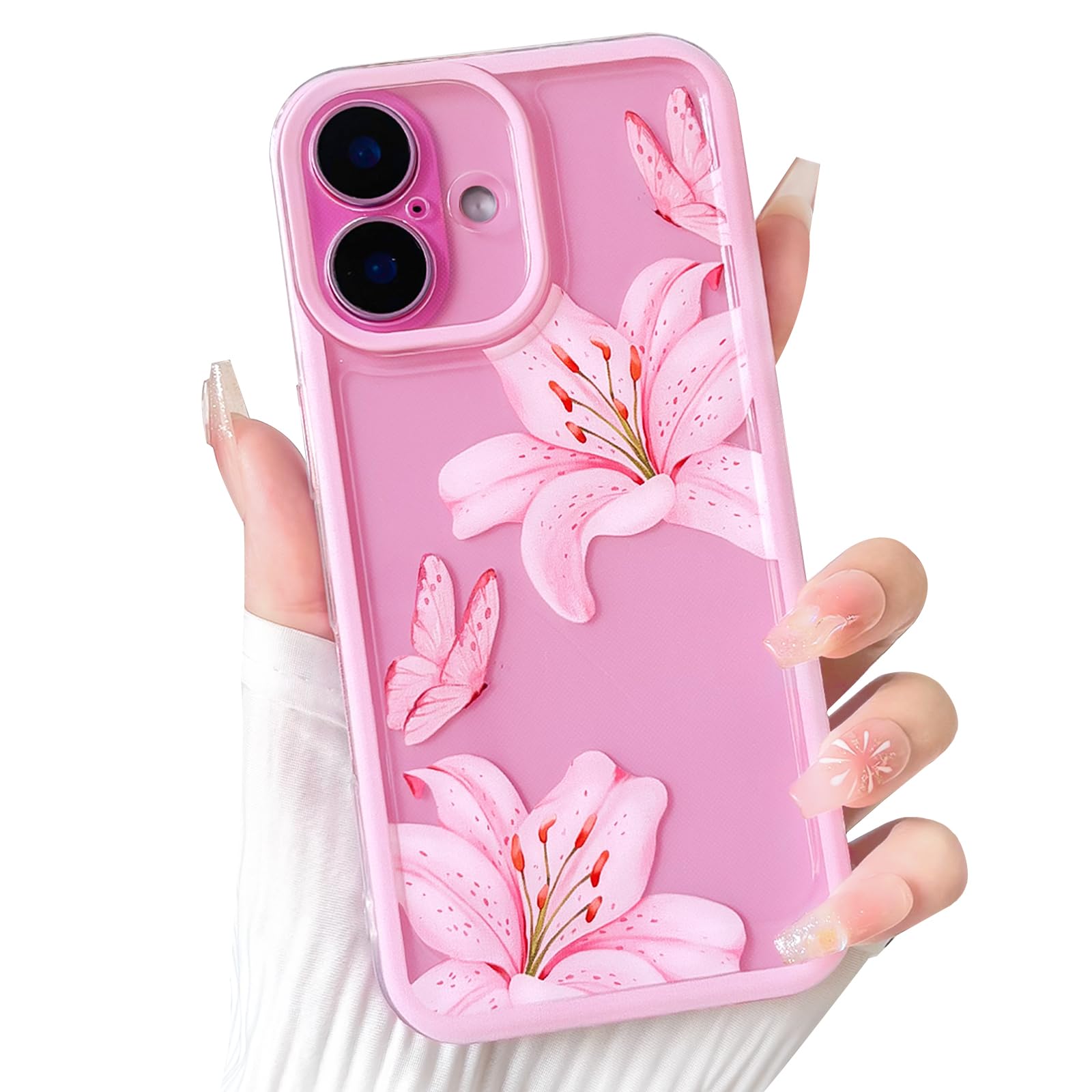 Pnakqil 2 Pezzi Cover per iPhone 14 6,1 Carina Estetica Farfalla Romantico Disegno Viola Morbido Donne Protezione Sottile Anti Fotocamera Antiurto Silicone TPU Morbida Case
