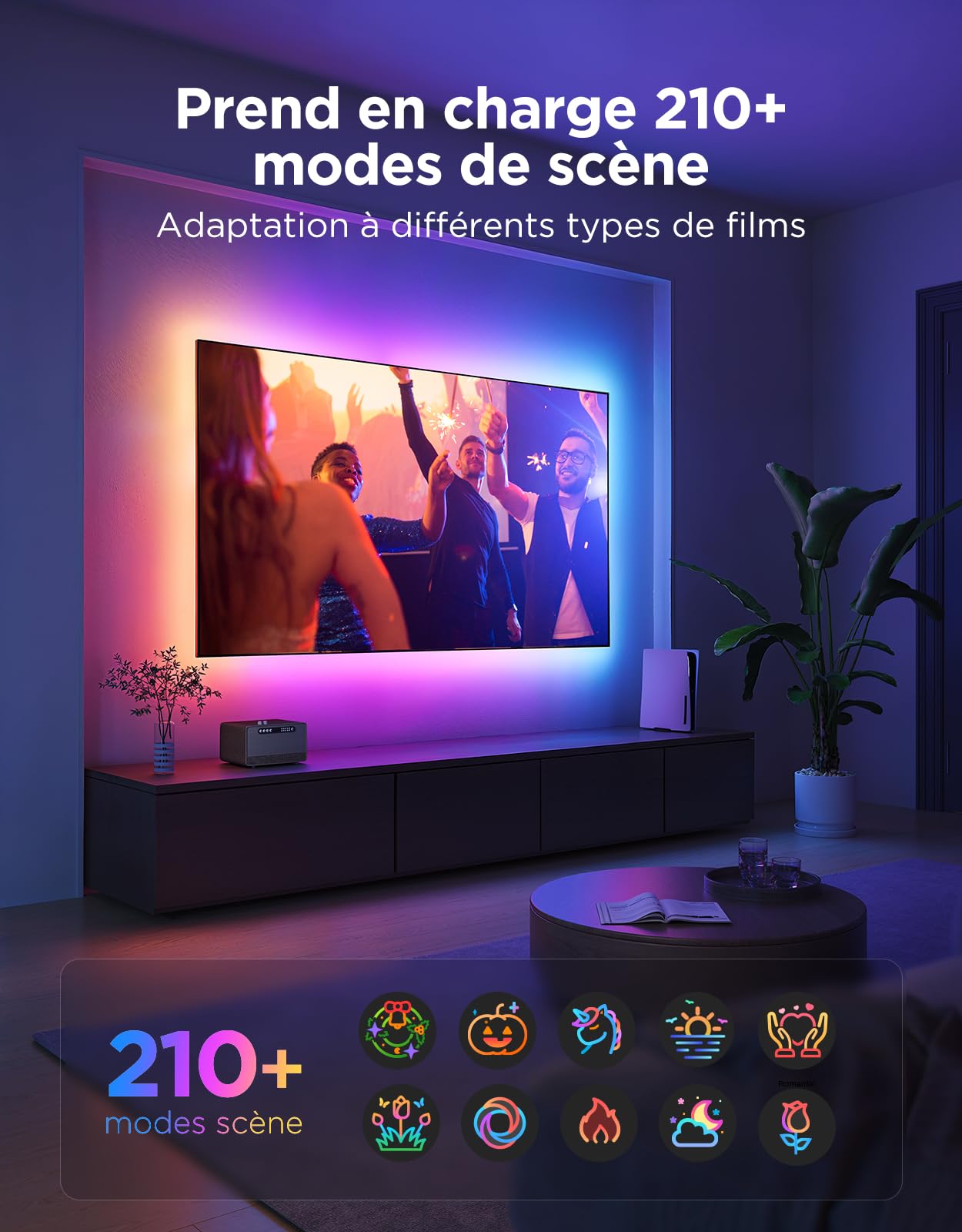 Govee Podświetlenie LED TV 2 Przycinalne do telewizorów 32-70 cali, paski RGBWIC 4,4m. Ponad 210 scen, kompatybilne z Matter, synchronizacja muzyki, sterowanie aplikacją, Alexa. Łatwa instalacja DIY