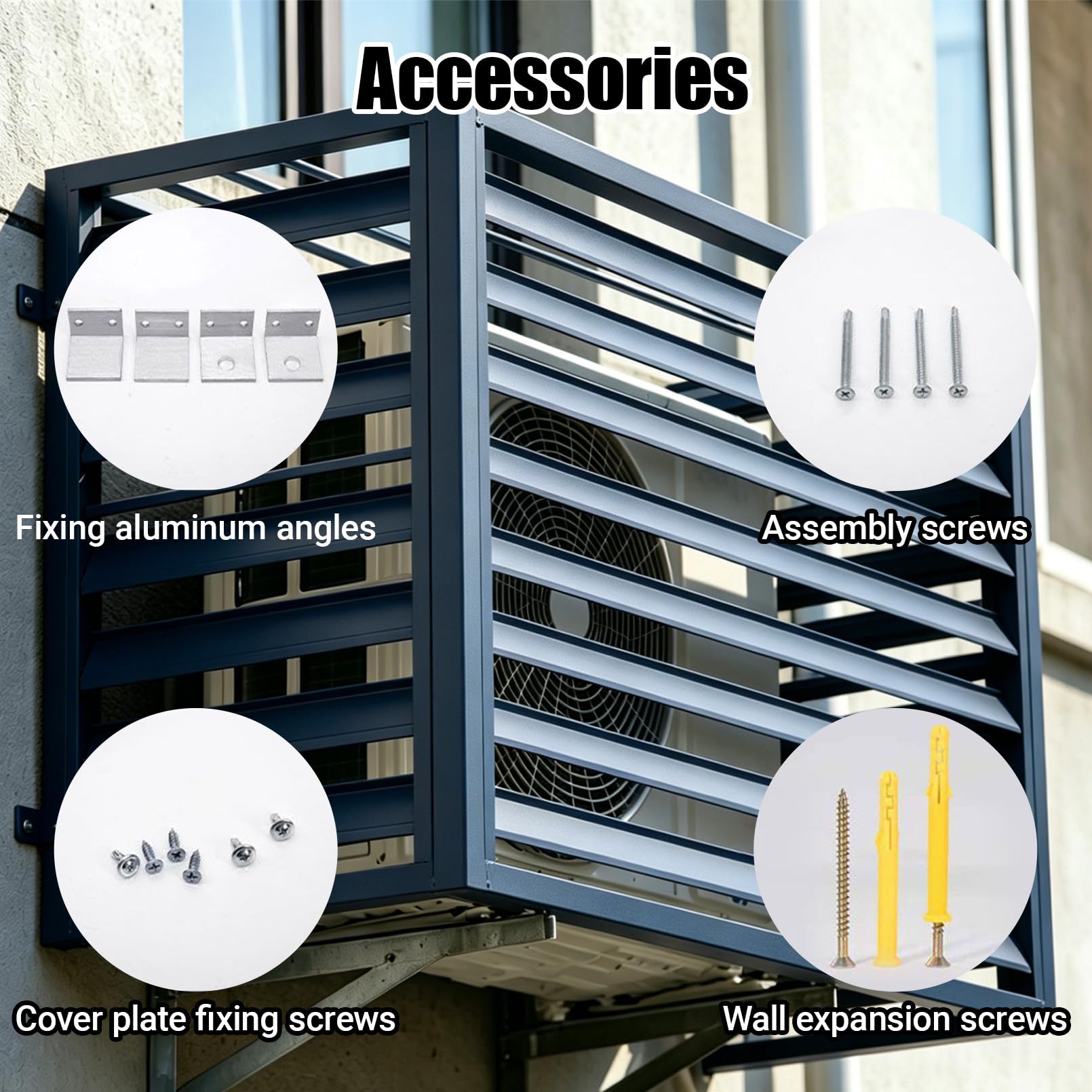 Aluminiowa osłona klimatyzatora - ochrona zewnętrzna dla jednostek centralnych redukcja szumów żywica pogodowa pasuje do drewna B-100 * 70 * 50 (1,5 szt.) - i design